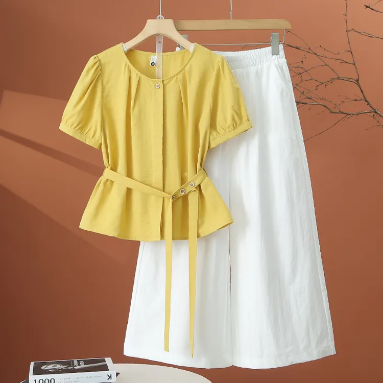 时尚阔腿裤套装女夏季薄款2025年新款洋气减龄网红爆款女士两件套