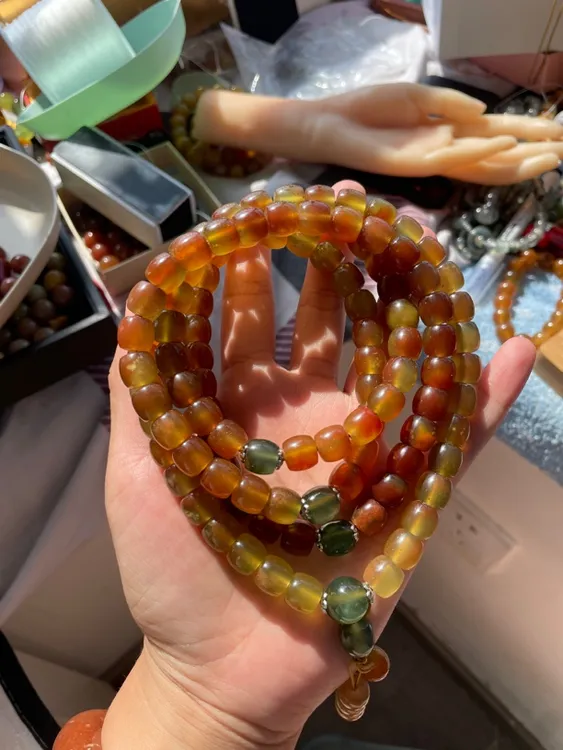 岫玉花玉辽阳红绿108粒