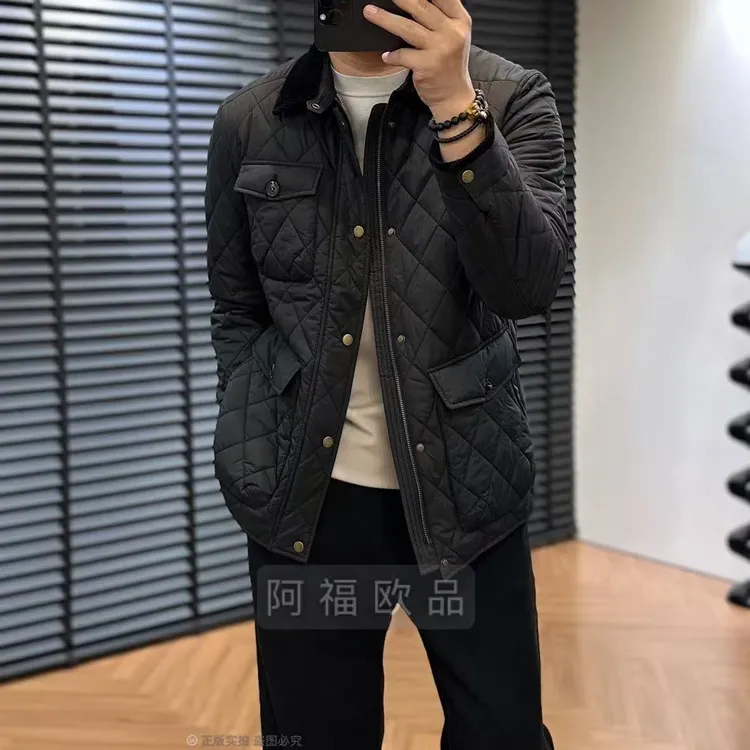 【阿福欧品】男士顶奢猎装菱形格轻薄棉服