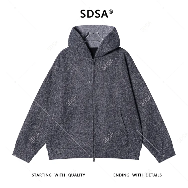 SDSA男士秋冬新款痞帅男装美式小香风拉链连帽卫衣宽松时尚外套