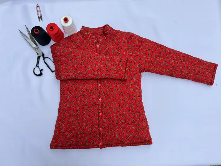 冬季中老年女士手工棉袄便衣领加厚保暖