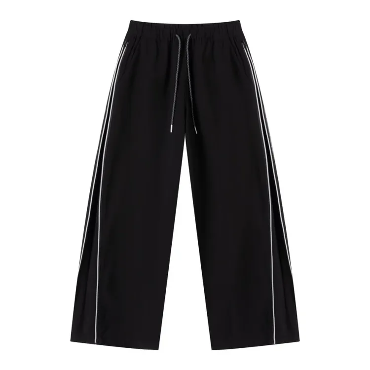 阔腿裤秋冬季百搭休闲裤常规风薄款抽绳宽松潮流黑色男秋冬款男士