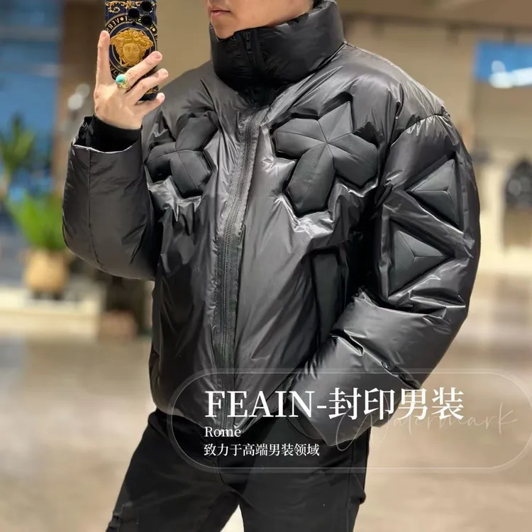 【鹅绒潮牌】高端定制全手工立体几何图案工艺宽松鹅绒服25173