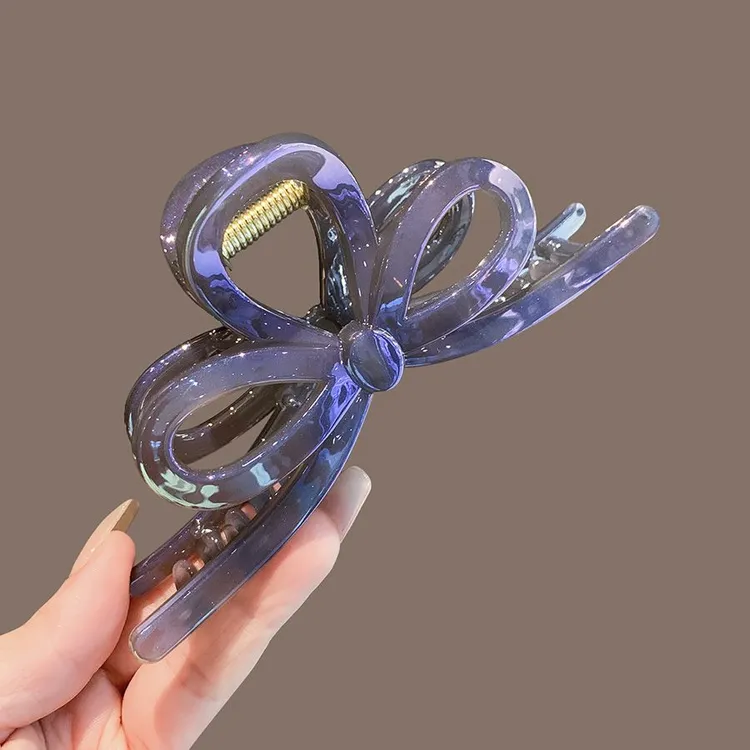 韩国高级感人鱼姬幻彩蝴蝶结大抓夹女后脑勺盘发鲨鱼夹马尾夹发卡