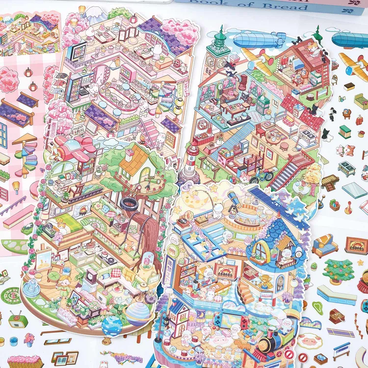 幻想生活·三层造景贴纸小屋可爱沉浸式diy微缩场景解压玩具拼贴画