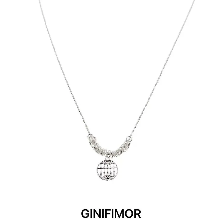 GINIFIMOR 铜合金项链 a655 如意算盘钱币吊坠项链女百搭锁骨链