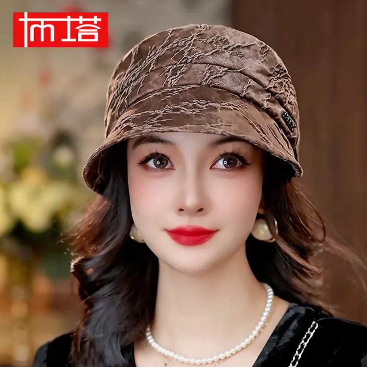 布塔重磅桑蚕丝油丝香云纱遮白发鸭舌帽修脸型头型帽子PT2175