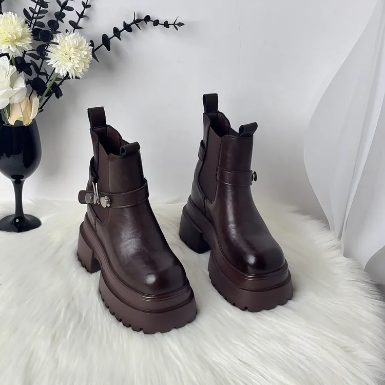 2025超火烟筒靴女小个子厚底内增高12cm秋冬加绒保暖切尔西靴短靴