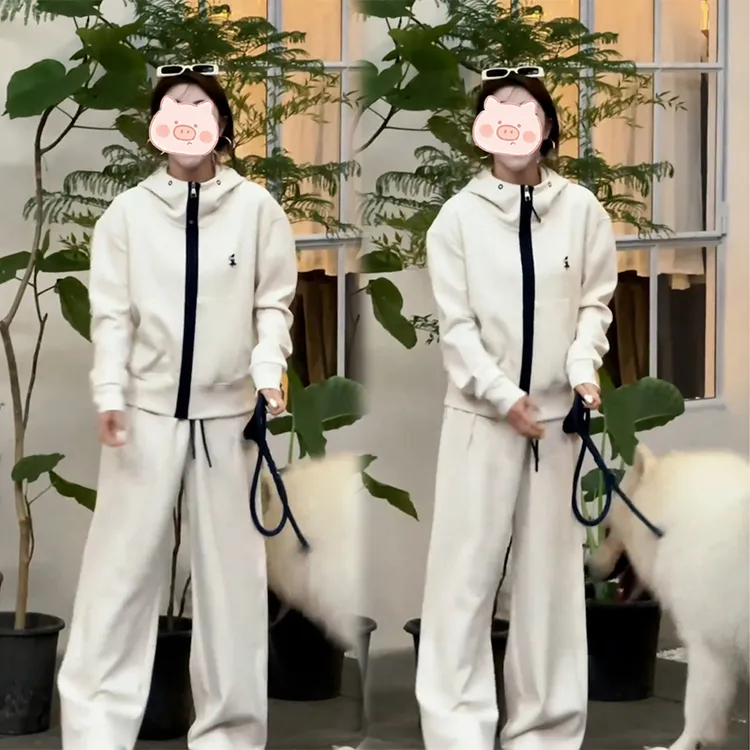 时尚休闲运动套装女秋季2025新款高级感撞色长袖拉链开衫两件套潮