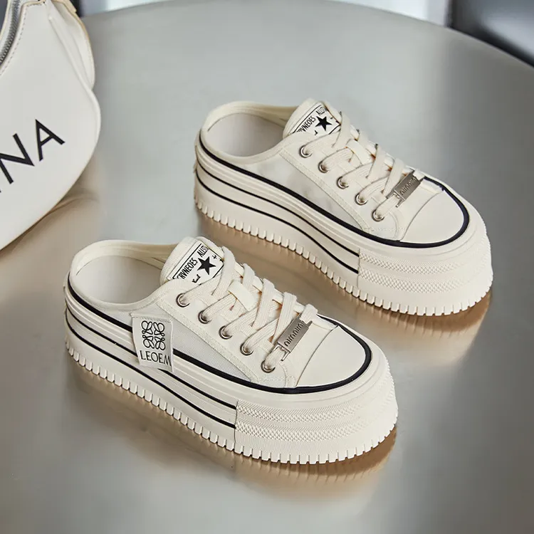 真皮包头拖鞋女2025夏季新款厚底增高凉拖休闲时尚半拖高级感女鞋