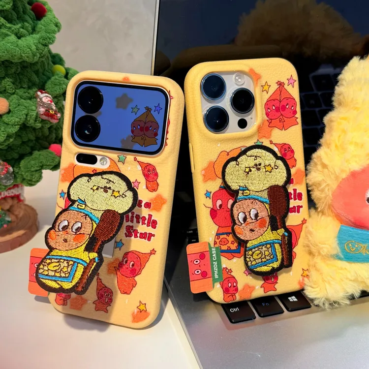 奥菲顿刺绣星星人折叠支架适用苹果17/16手机壳华为vivoppo小米17