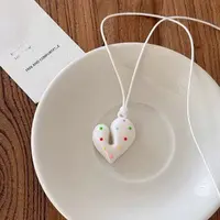 非金属布艺项链 甜美可爱手绘多巴胺彩色蝴蝶结爱心项链少女春夏