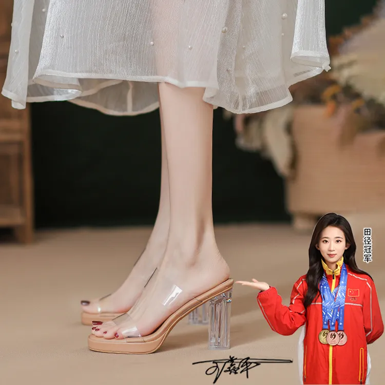 【防水台踩屎感凉鞋】厚底仙女风高跟鞋外穿粗跟凉拖鞋露趾方头夏季