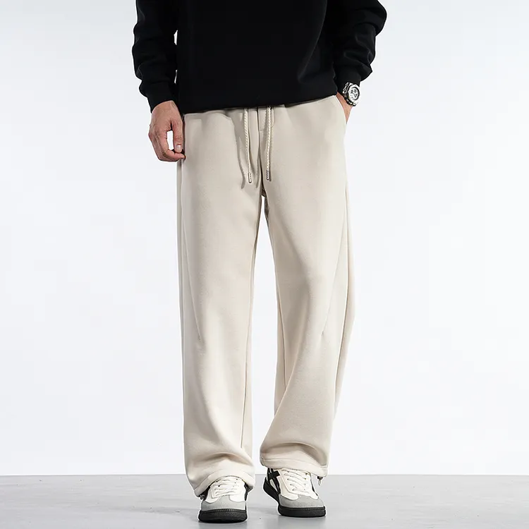 美式高街弯刀休闲裤子男秋季新款宽松潮牌运动卫裤重磅垂感直筒裤