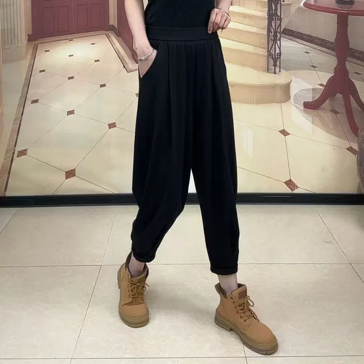 小四子【8217】夏季薄款松紧透气休闲九分裤 显瘦气质女士哈伦裤