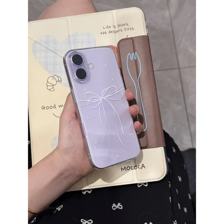 BANCA温柔紫蝴蝶结适用iPhone17/16手机壳苹果15华为vivo小米oppo