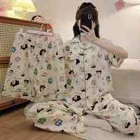 【多件套】大码宽松250斤睡衣女休闲家居服套装卡通居家可外穿夏季