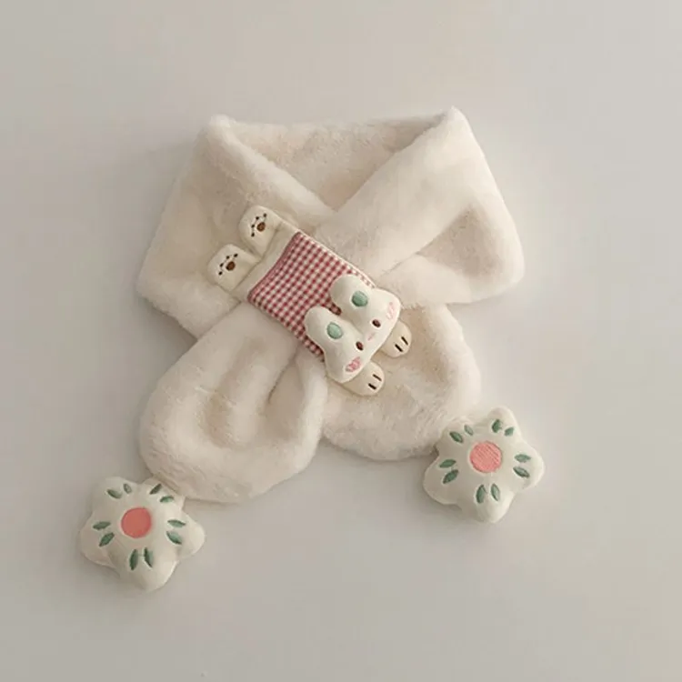 女宝围巾冬季韩版洋气婴儿毛绒交叉巾秋冬女童加厚保暖防风围脖HR