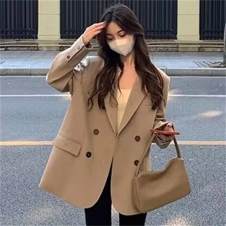 卡其色西装外套女2025春秋新款休闲气质春秋炸街小个子西服上衣女