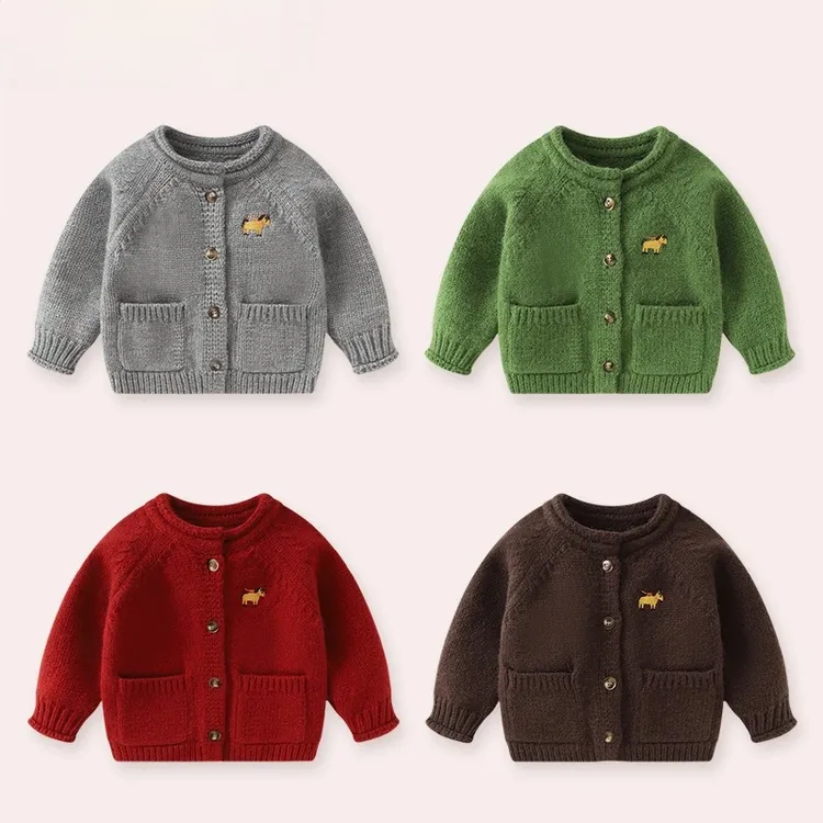 【刺绣可爱毛衣】婴幼儿小童拜年服打底衫男童女宝宝秋冬季针织开衫