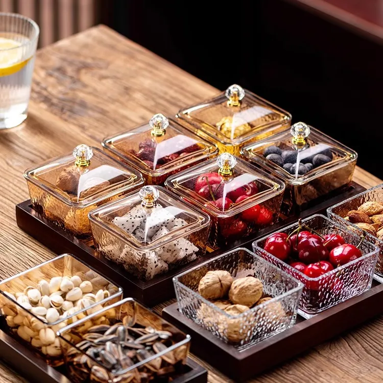 水果盘2024中式家用玻璃果盘茶几干果盘茶点盘高档