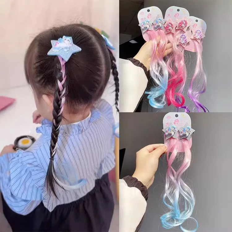 小马保莉假发辫子甜美公主可爱卡通五角星头饰女宝卷发发夹