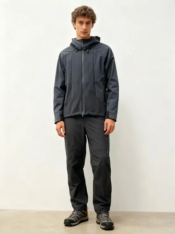 防水透气秋冬男士户外保暖加绒连帽冲锋衣外套02软壳衣(04打孔)