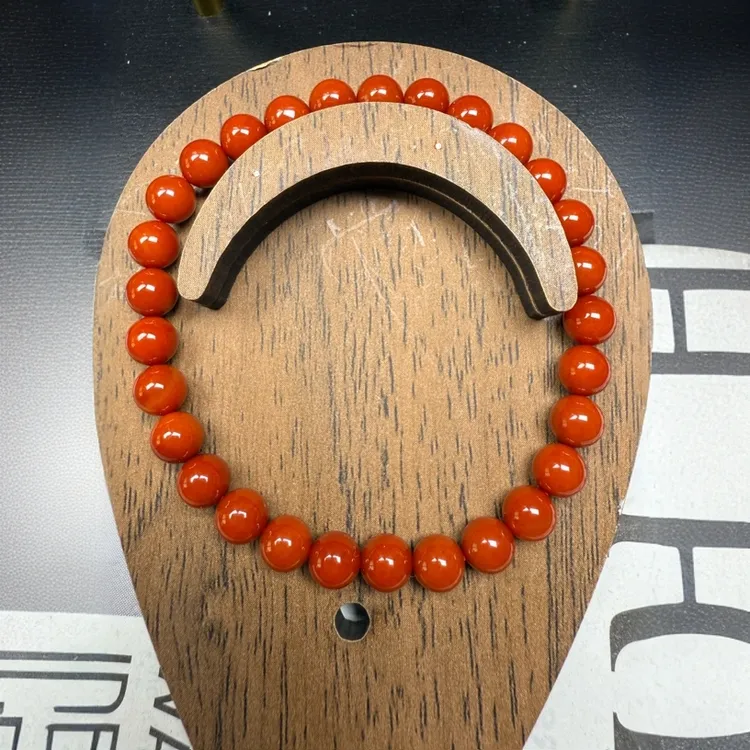 川料手串满色满肉南红柿子红单圈6mm收藏天然适合男女佩戴