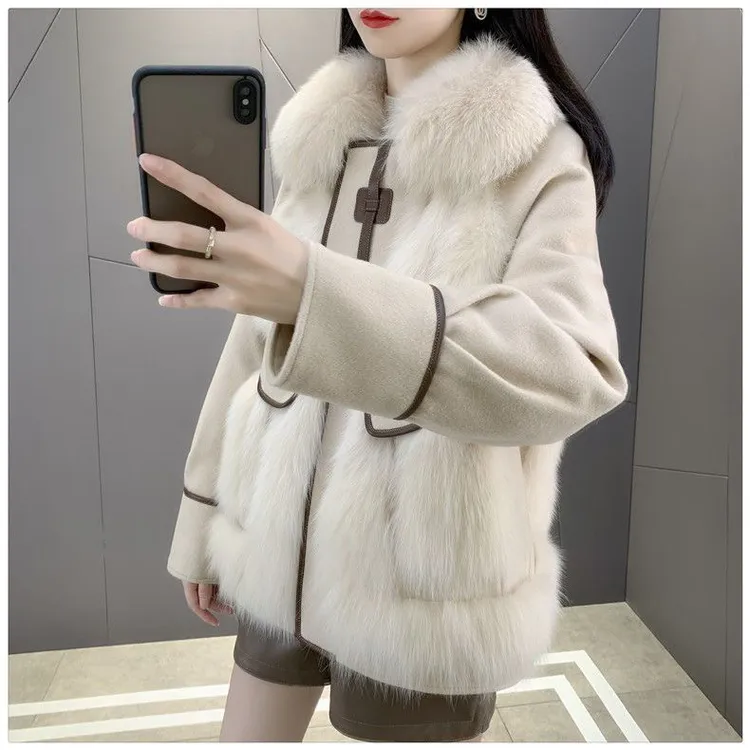 狐狸毛皮草女整皮外套年轻时尚2025冬季新爆款派克服麂皮绒加厚潮