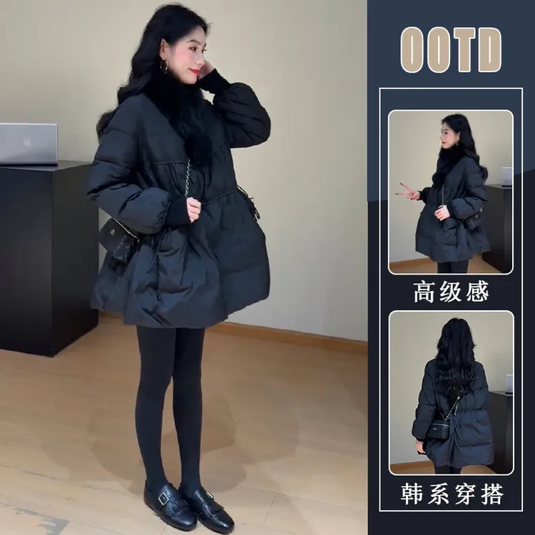 黑色小香风蓬松棉服外套女2025秋冬季新款高级感收腰气质夹棉上衣