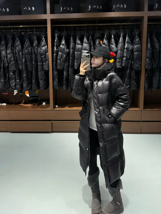 【曹大人】冬季新款连帽长款白鸭绒羽绒外套 加厚宽松一件过冬款