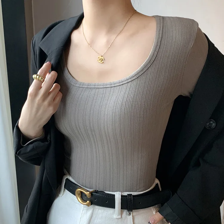 打底衫内长袖修身显瘦洋气百性感设计感新款针织H235女士T恤薄款