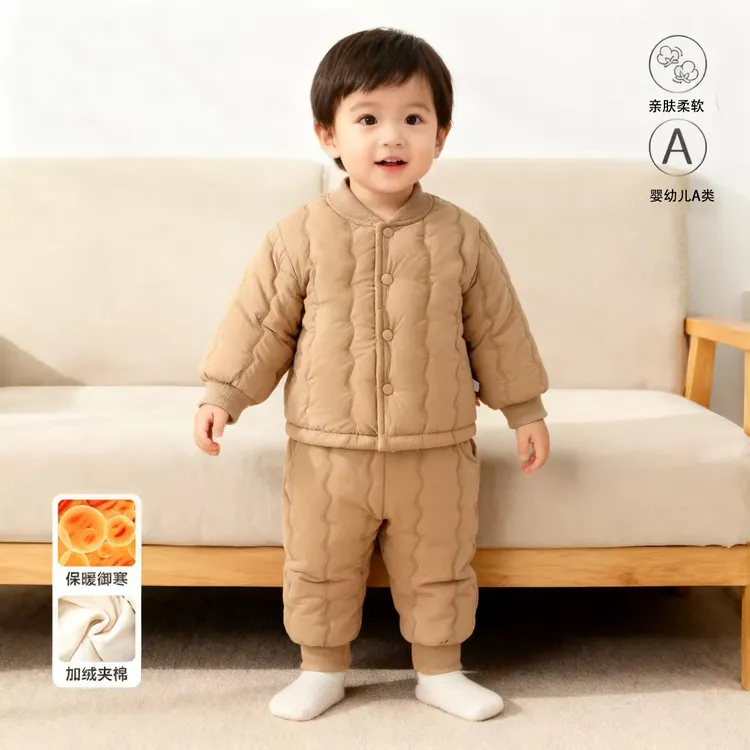 冬季儿童棉衣棉裤校服神器加绒加厚内胆套装男女童保暖衣套装外穿
