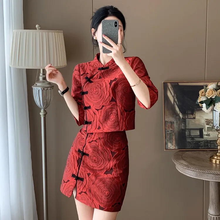 小个子新中式时尚套装裙2025春装新款气质显瘦半裙套装洋气时髦女