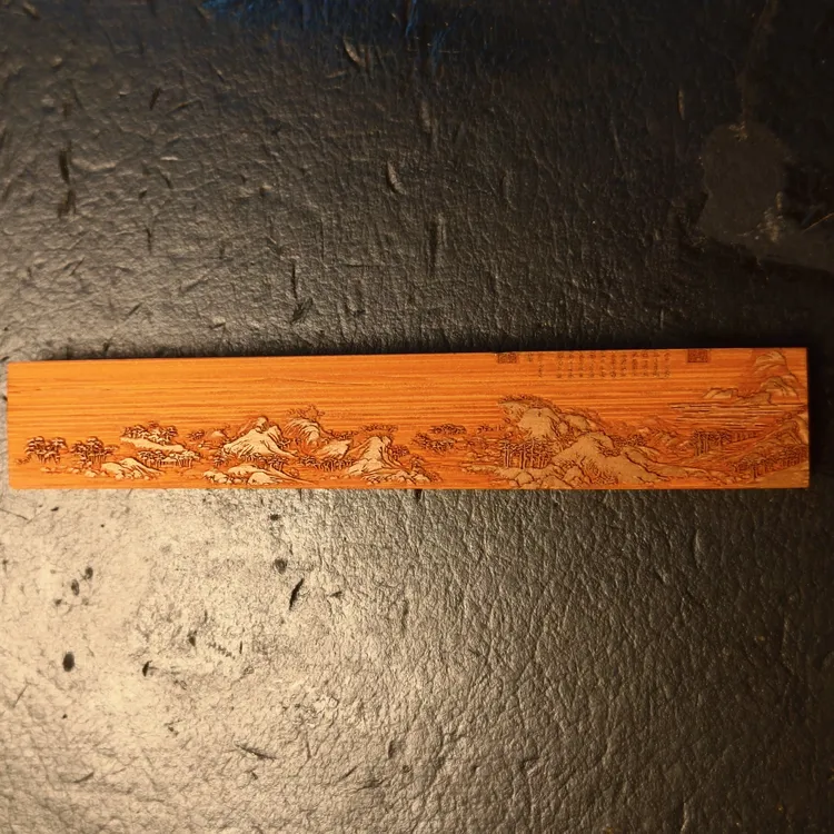 (批发)精品玉竹根雕---红皮2*10山水百福图