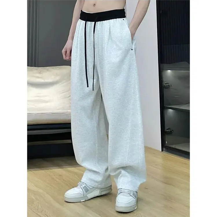 【TQUX港奢男装】2025春秋潮牌撞色垂感弯刀休闲裤男简约时尚卫裤