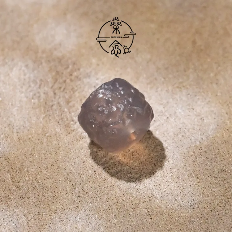 8MM天然灰玛瑙并蒂莲桶珠百香籽手串DIY文玩配饰配珠顶珠腰珠鼓珠
