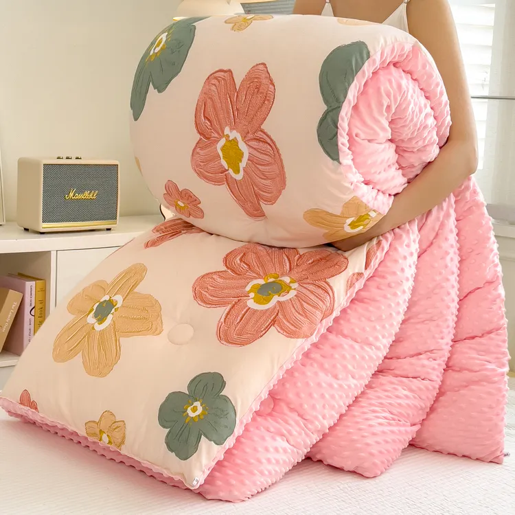 加绒豆豆被加厚保暖卡通冬被200x230cm双人被宿舍专用秋冬大被子