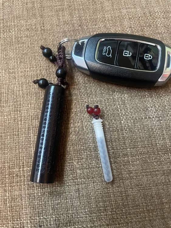 可以装速效救心丹的黑檀钥匙扣 金刚经经文消灾保平安创意挂饰