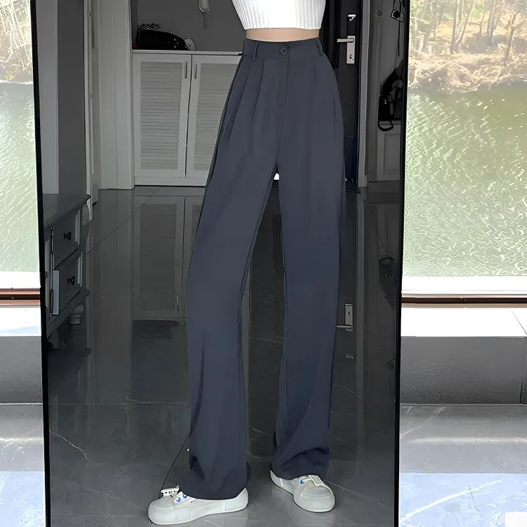 阔腿西装裤女装春秋季高腰垂感休闲显瘦秋冬加厚穿搭窄版直筒西裤