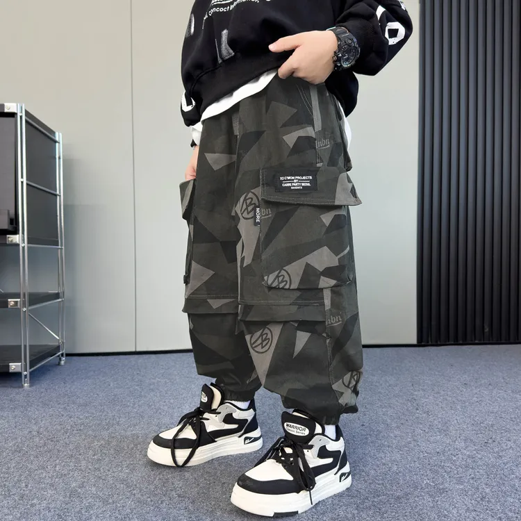 男童裤子儿童迷彩休闲裤童装长裤春秋季2025新款中大童男孩工装裤