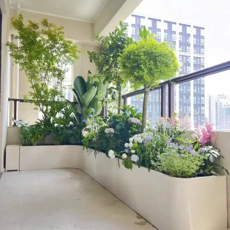 阳台户外异形铁艺花箱组合隔断防锈室外花箱花盆组合花槽不锈钢  