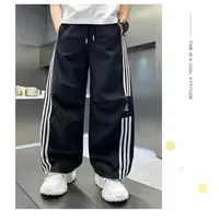 B03黑色秋季青少年潮牌脚口两穿直筒裤