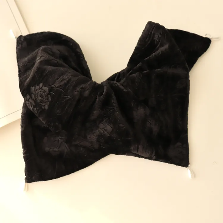 丝绒玫瑰~定制款黑色丝绒小女人珍珠方巾发饰女