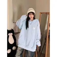 连帽宽松型松弛感加绒卫衣韩版薄款秋季慵懒风【C区】3644 小美右边