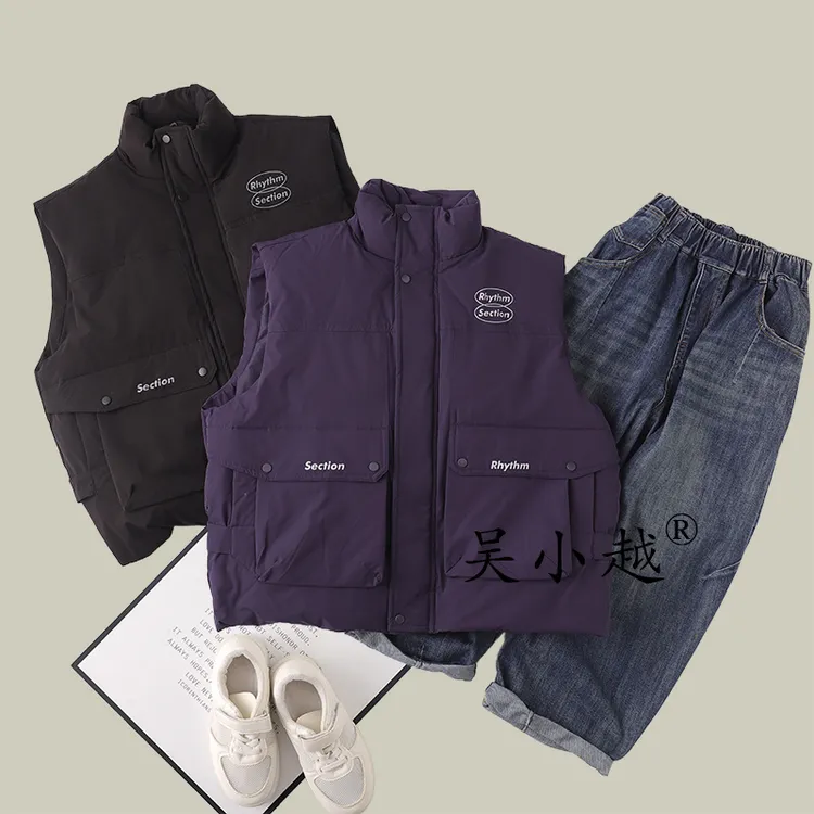 吴小越w1635儿童中大童棉马甲新款男童韩版潮童工装坎肩秋冬背心