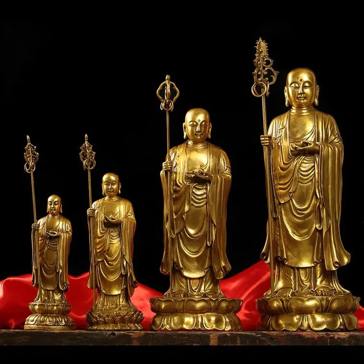 铜地藏纯铜地藏王菩萨摆件纯铜佛像许大愿佛站立地藏王菩萨