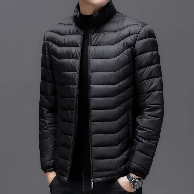 新款秋冬薄款男士棉衣短款加厚保暖中老青年大码反季外套秋冬加肥