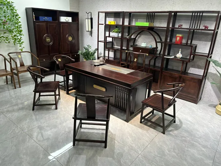 致远茶台橡木乌金木工艺新中式家用古典泡茶桌两用禅意办公包物流