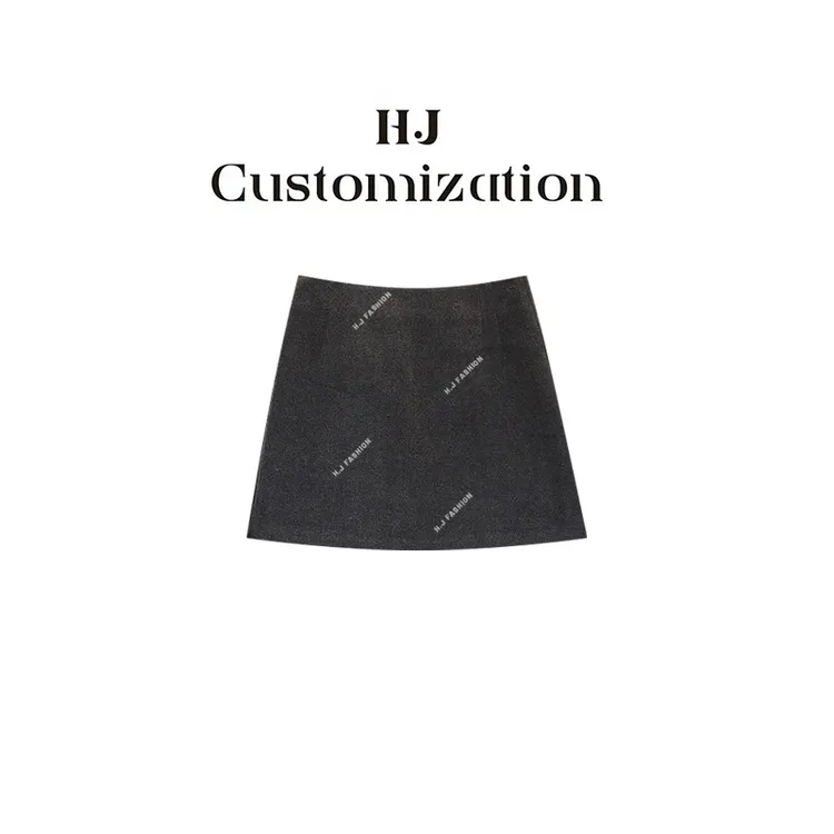 【郝洁】“简约优雅”气质高级感修身显瘦简约A字毛呢包臀半裙01861